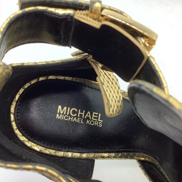 MICHAEL Michael Kors Gold Peep Toe Heels - Picture 8 of 9